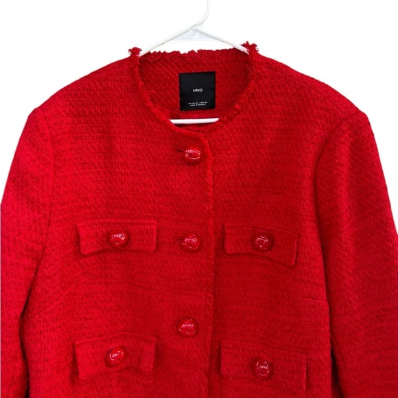Mango TWEED JACKET WITH POCKETS - Size 3XL - Red - Picture 11 of 12